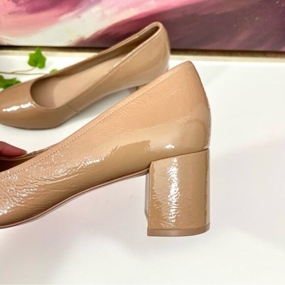 27 Edit Naturalizer Rebecca Patent Leather Block Heels Pump in Taupe Size 9 - Picture 6 of 8